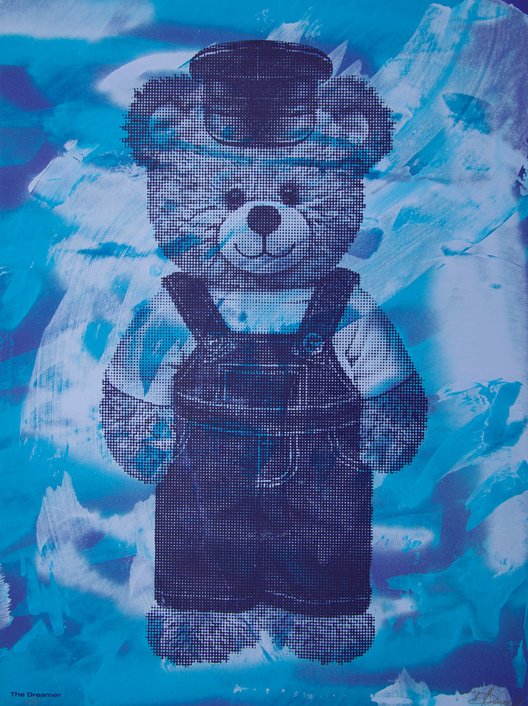 Blue Teddy Bear Print