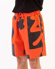 Orange Denim Abstract Shorts
