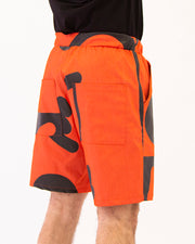 Orange Denim Abstract Shorts